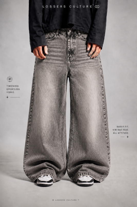 ASH GREY WIDE - LEG DENIM