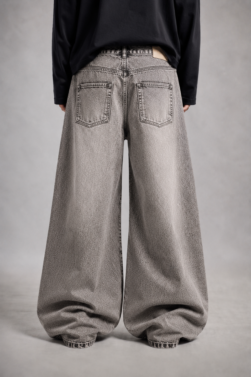 ASH GREY WIDE - LEG DENIM