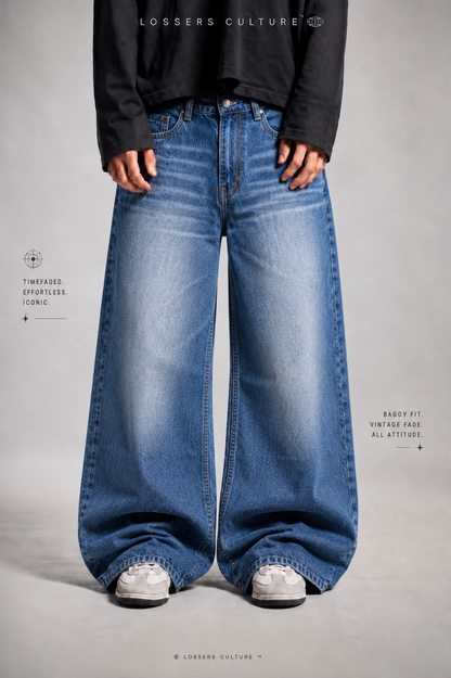 CONCRETE BLUE WIDE LEG DENIM
