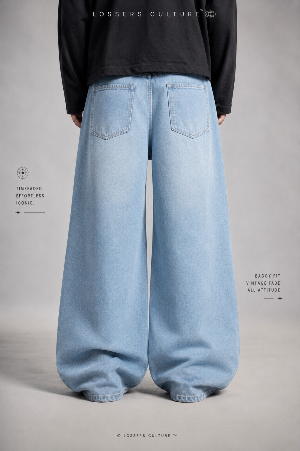 Black Oversized Wide-Leg Baggy Jeans for Men