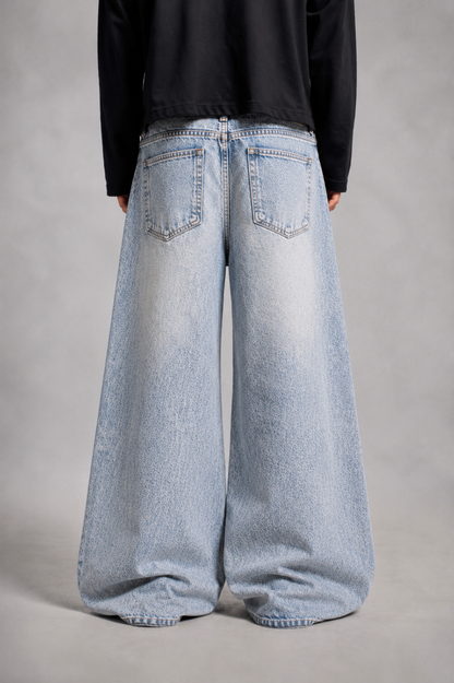 ICE BLUE WIDE LEG DENIM